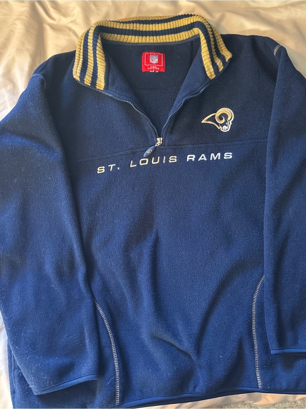 NFL St. Louis Rams Navy Fleece Half-Zip Pullover with Yellow Trim